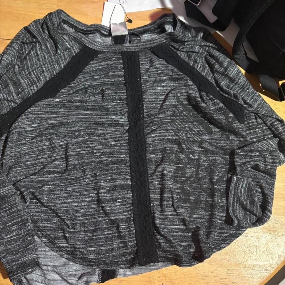 Harley-Davidson Women's Knit Top Grey Black Space Dye Size XL Biker Graphics